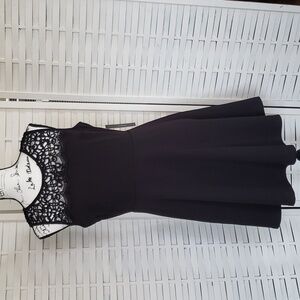 Lulu's black polyester A line with upper lace sleeveless dress large new